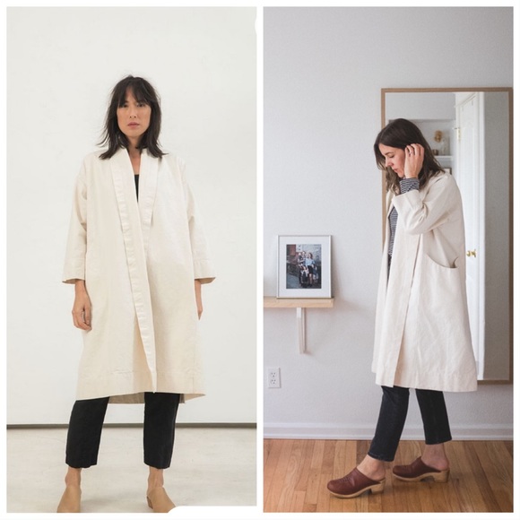 Elizabeth Suzann Jackets & Blazers - Elizabeth Suzann Clyde Cotton Canvas Jacket Trench in Natural XS/XXS